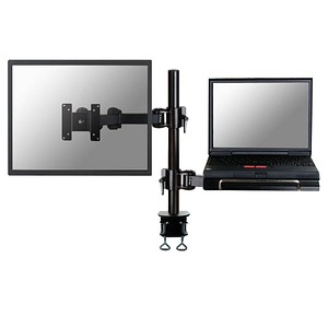 Neomounts Notebook-Monitor-Halterung FPMA-D960NOTEBOOK schwarz für 1 Monitor und 1 Notebook, Tischklemme von Neomounts