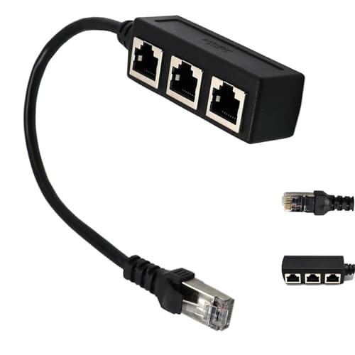 1 Stecker Auf 3 Buchse Ethernet Splitter, RJ45 Splitter, Splitter Ethernet-Verlängerungskabel, zum Anschließen an EIN längeres Kabel, Schwarz von Neoreser