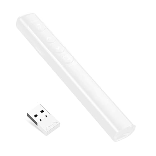 Neoreser Presentation Clicker, Pointer für Präsentationen via USB Empfänger, Rot Präsentationsfernbedienung für Windows 7/8/ 10/ Mac/Linux/Android/PowerPoint, für Lehrer, Büro, Berichte(White) von Neoreser