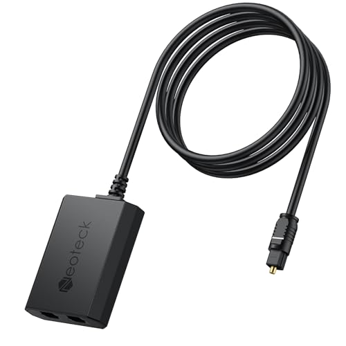 Neoteck Toslink Splitter 1 in 2 Out Optischer Splitter Digitaler Audio Optischer Adapter Mit 1m optisches Kabel für HDTV, PS5, PS4, Soundbars, kabellose Kopfhörer, Heimkino-Soundsysteme von Neoteck