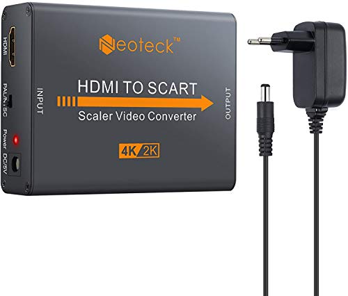 Neoteck Aluminum 4K HDMI zu SCART Konverter Composite HD Video Stereo Audio Adapter HDMI IN SCART Out mit EU Netzteil für TV DVD Sky HD Blu Ray DVD von Neoteck
