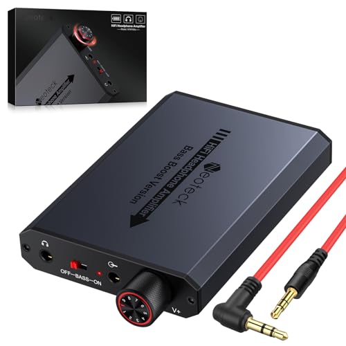 Neoteck Kopfhörer Verstärker 3,5 mm mit Bassverstärkung Tragbarer Verstärker 16-150 Ohm Audio-Kopfhörerverstärker für Telefone, MP3, MP4 Computer PS4 PS5 Controller von Neoteck