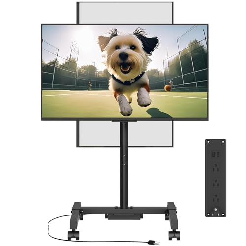 Neothm - Mobiler TV-Ständer mit Steckdose für 13-55 Zoll Fernseher, neigbar mit Portrait-Schwenkung für Landschaft bis 25 kg, verstellbare Höhe für den Außenbereich mit Neothm - Mobiler TV-Ständer mit Steckdose für 13-55 Zoll Fernseher, neigbar mit Portrait-Schwenkung für Landschaft bis 25 kg, verstellbare Höhe für den Außenbereich mit von Neothm