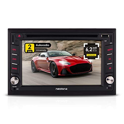 NEOTONE NDX-300W | Navigation mit Europakarten | universelles 2DIN Autoradio | 6.2 Zoll | Bluetooth | Touchscreen | DVD-Player | 16GB MicroSD inklusive von Neotone