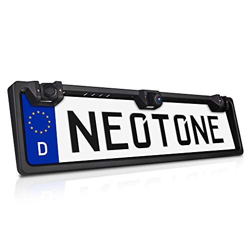 NEOTONE NTK-200P universelle Rückfahrkamera in Kennzeichenhalterung mit 2 Parksensoren | 170° Weitwinkelobjektiv | IP68 Feuchtigkeitsschutz | Höchste Qualität | von Neotone
