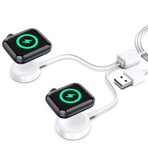 Duales Uhrenladegerät für Apple Watch, Magnetisches Doppeltes Drahtloses iWatch-Ladegerät für Apple Watch Series 10/Ultra/9/8/7/6, Tragbares USB-iPhone-Uhr-Ladegerät [Adapter Nicht Enthalten] von NeotrixQI