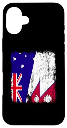 Australien, Nepal, halbe Flagge, australische nepalische Wurzeln Hülle für iPhone 16 Plus Australien, Nepal, halbe Flagge, australische nepalische Wurzeln Hülle für iPhone 16 Plus von Nepal Flag Designs Proud Nepalese Heritage