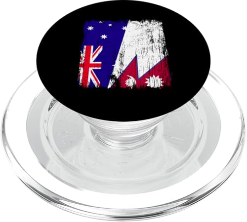 Australien, Nepal, halbe Flagge, australische nepalische Wurzeln PopSockets PopGrip für MagSafe Australien, Nepal, halbe Flagge, australische nepalische Wurzeln PopSockets PopGrip für MagSafe von Nepal Flag Designs Proud Nepalese Heritage