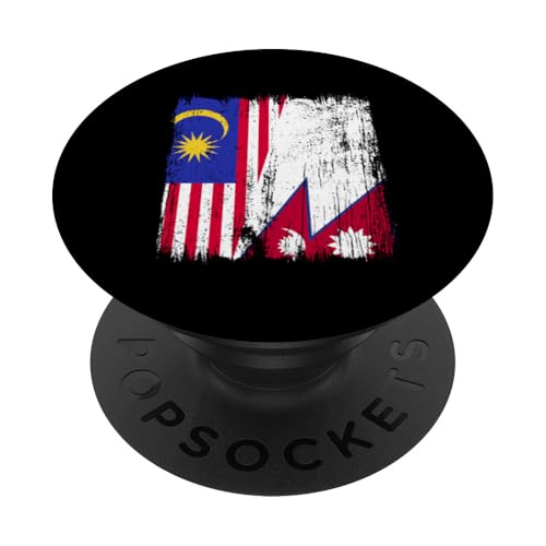 Malaysia, Nepal, halbe Flagge, malaysische nepalesische Wurzeln PopSockets Klebender PopGrip Malaysia, Nepal, halbe Flagge, malaysische nepalesische Wurzeln PopSockets Klebender PopGrip von Nepal Flag Designs Proud Nepalese Heritage