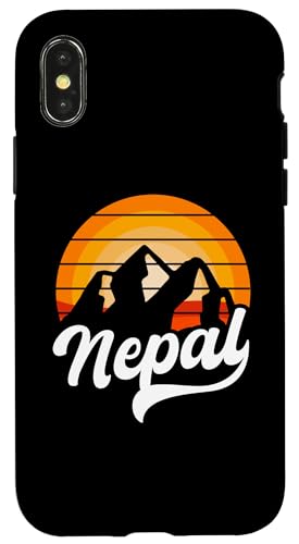 Retro Nepal Himalaya Mountains Bekleidung Hülle für iPhone X/XS Retro Nepal Himalaya Mountains Bekleidung Hülle für iPhone X/XS von Nepal Flag Designs Proud Nepalese Heritage