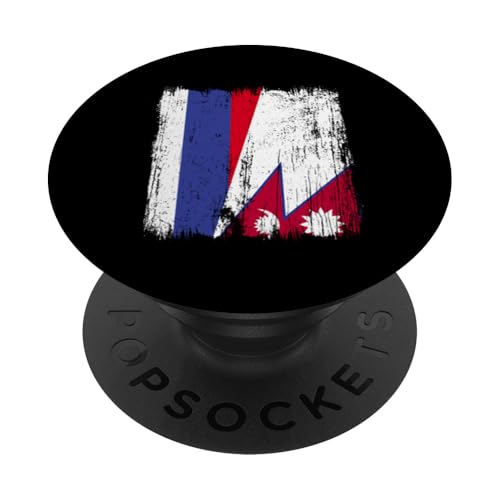 Russland, Nepal, halbe Flagge, russische nepalesische Wurzeln PopSockets Klebender PopGrip Russland, Nepal, halbe Flagge, russische nepalesische Wurzeln PopSockets Klebender PopGrip von Nepal Flag Designs Proud Nepalese Heritage