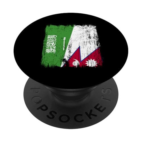 Saudi-Arabien, Nepal, halbe Flagge, saudi-arabisch, nepalesische Wurzeln PopSockets Klebender PopGrip Saudi-Arabien, Nepal, halbe Flagge, saudi-arabisch, nepalesische Wurzeln PopSockets Klebender PopGrip von Nepal Flag Designs Proud Nepalese Heritage