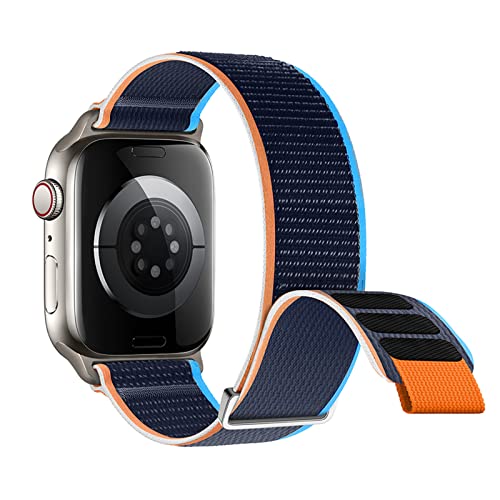 Nepfaivy Ersatzarmband Kompatibel mit Apple Watch Armband 40mm 41mm 38mm, Nylon Stoff Klett Armband für iWatch Series 8/SE/7/6/5/4/3/2/1, Verstellbares Sport Band für Damen Herren(S, Marineblau) von Nepfaivy