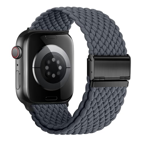 Nepfaivy Geflochtenes Armband Kompatibel mit Apple Watch Armband 40mm 41mm 38mm 42mm für Damen Herren, Nylon Stoff Verstellbares Ersatzarmband für iWatch Series 10/9/8/SE/7/6/5/4/3/2/1, Spacegrau Nepfaivy Geflochtenes Armband Kompatibel mit Apple Watch Armband 40mm 41mm 38mm 42mm für Damen Herren, Nylon Stoff Verstellbares Ersatzarmband für iWatch Series 10/9/8/SE/7/6/5/4/3/2/1, Spacegrau von Nepfaivy