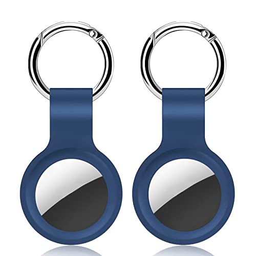 Schutzanhänger Kompatibel mit Airtags, Silikon Hülle Schlüsselanhänger für Apple Airtags, Kratzfestes Tragbares Waschbares Zubehör Case für Airtags (Navy blau) von Nepfaivy