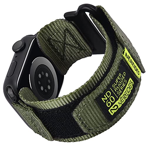 Nereides Kompatibel mit Apple Watch Armband 40mm 41mm 38mm, Soft Nylon Sportarmband, Klett Design für Apple Watch Band Series 9/8/7/6/5/4/3/2/1/SE/SE2 Grün von Nereides