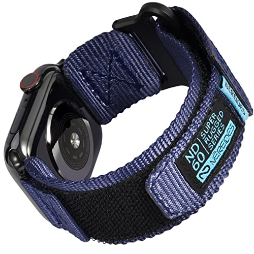 Nereides Kompatibel mit Apple Watch Armband 45mm 44mm 42mm, Soft Nylon Sportarmband, Klett Design für Apple Watch Band Series 9/8/7/6/5/4/3/2/1/SE/SE2 Blau von Nereides