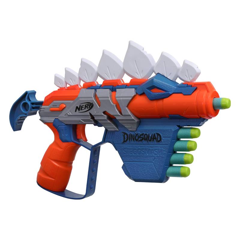 Nerf DinoSquad Stego-Smash | Blaster | Dinosaurier-Design | 5 Nerf Elite Schaumstoff-Darts | Dart-Aufbewahrung f?r 4 Darts | 27 Meter Reichweite von Nerf