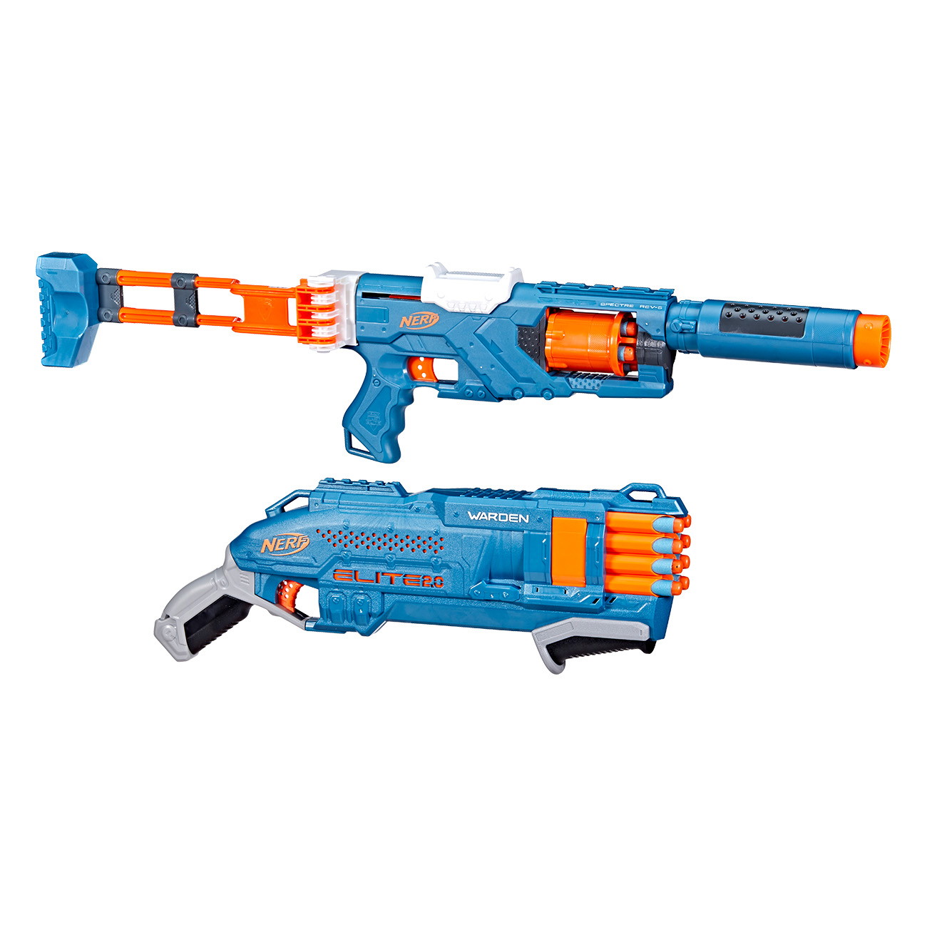 Nerf Elite 2.0 Double Defense Pack | 6 verschiedene Blaster-Styles | abnehmbaren Laufverl?ngerung | 5-Dart Rotationstrommel | 26 Metern Reichweite von Nerf