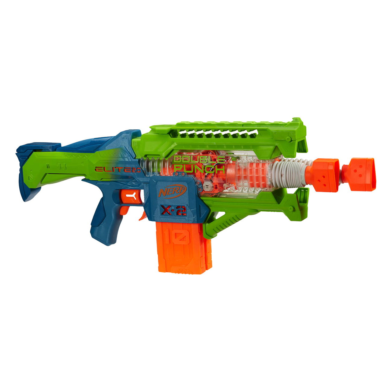 Nerf Elite 2.0 Double Punch | Spielzeug-Blaster | 50 Darts | 10-Dart Clip-Magazine | motorisiert | aktiver Spielspa? | Doppelte L?ufe | von Nerf