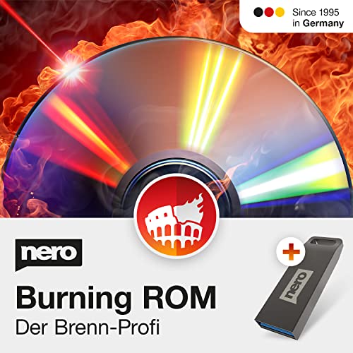 Das Original: Nero Burning ROM auf USB Stick | Brenn Software - Brennen - Kopieren - Rippen - Sichern von Filme, Fotos, Musik und Daten | CD DVD BluRay für Windows 11 / 10 / 8.1 / 7 | für 1 PC von Nero