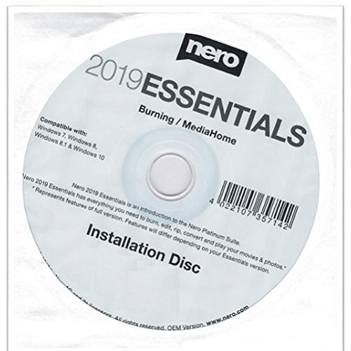 Nero 2019 Burn Essential und Media Home Standard CD ROM WIN 10 8 7 von Nero
