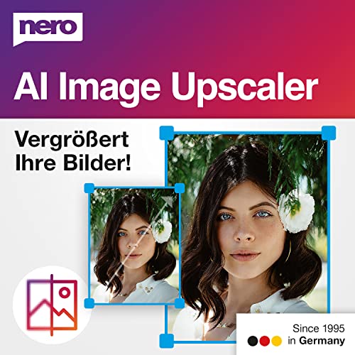 Nero AI Image Upscaler | Bilder vergrößern | Fotos schärfen | Skalieren auf 4K | Optimieren von Fotos | einfaches Nachschärfen | Windows 11 / 10 | (Unlimitierte Lizenz) für 1 PC von Nero
