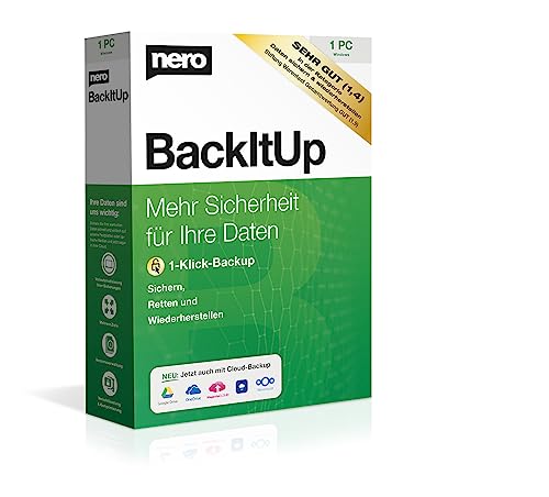 Nero BackItUp - Box mit Downloadlink | Datensicherung, Backup, Datenrettung, Cloud-Backup, unbegrenzte Laufzeit, 1 PC - Windows 11 / 10 / 8 / 7 von Nero