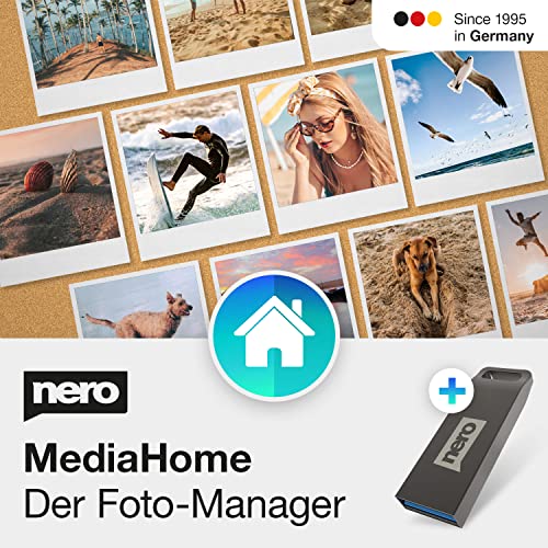 Nero Bildverwaltung Media Home auf USB-Stick | Medienorganisator | Fotos | Musik | Videos | Archivieren | Sortieren | Erstellen | Abspielen | Unlimitierte Lizenz | 1 PC | Windows 11 / 10 / 8 / 7 von Nero