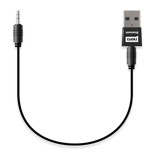 Nero Bluetooth AUX-Adapter 5.0 Technologie (für Auto, HiFi Anlage etc.) mit 3,5 mm Klinke inkl. 48cm Audiokabel | Receiver | USB Dongle | Transmitter Wireless | Keine Batterie, Aufladen | von Nero