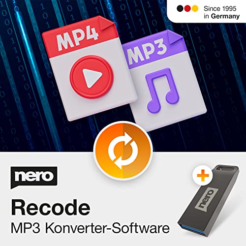 Nero MP3 Converter Software auf USB Stick - Umwandlung, Konvertierung, Wandler für Videos (MP4, MPEG, VOB, DAT) und Audio (MP3, WAV, FLAC, MP2) | Unlimitierte Lizenz | 1 PC | Windows 11 / 10 / 8 / 7 von Nero