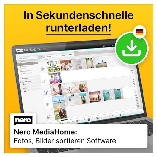 Nero Fotoarchiv | Medien verwalten & abspielen | Diashow | Stream | Foto | Musik | Video | Windows 11 / 10 / 8 / 7 | 1 Gerät | Unlimitierte Lizenz | Aktivierungscode per Email von Nero