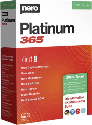 Nero Platinum 365 Vollversion, 1 Lizenz Windows Brenn-Software von Nero