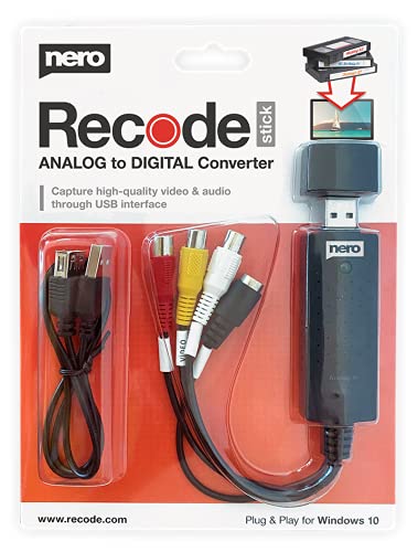 Nero VHS zu USB Video Grabber Recode Stick | VHS selbst digitalisieren | ANALOG to DIGITAL Capture Card | Windows 11/10 / 8/7 (Videokassetten digitalisieren | S-VHS | Hi8 | Super 8 | DVD zu PC) von Nero