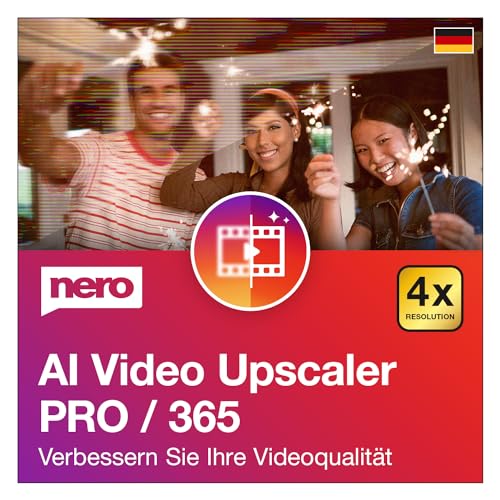 Nero Video Upscaler Pro 365 | AI | Videoqualität verbessern | Künstliche Intelligenz | High Resolution | Rauschunterdrückung | KI | verschiedene AI-Modelle | Jahreslizenz | 1 PC | Windows 11 / 10 von Nero