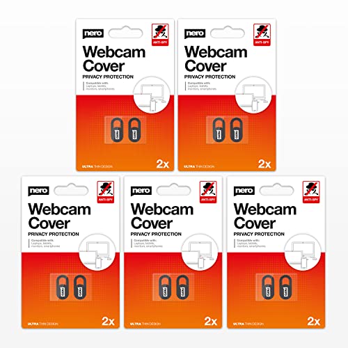 Nero Webcam Cover [Retail-Pack], Schwarze Abdeckung super dünn, für Handy, Smartphone, Tablet, Notebook, Laptop, PC, Computer, MAC (10 Stück) von Nero