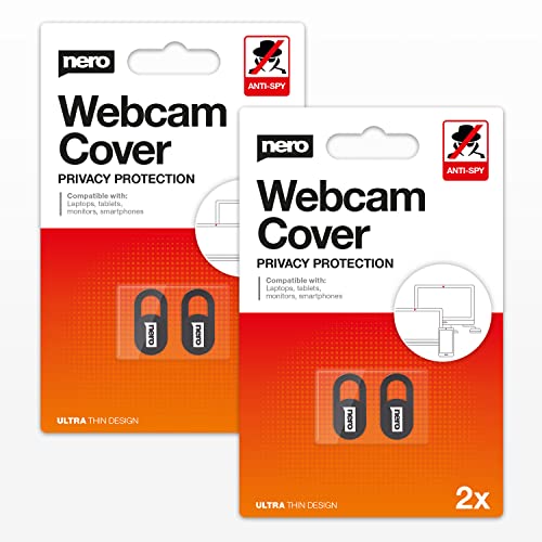 Nero Webcam Cover [Retail-Pack], Schwarze Abdeckung super dünn, für Handy, Smartphone, Tablet, Notebook, Laptop, PC, Computer, MAC (4 Stück) von Nero