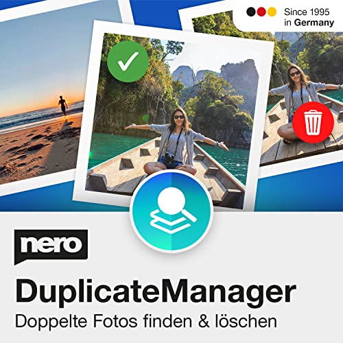 Nero doppelte Fotos, Duplikate finden, löschen mit DuplicateManager Photo | Bereinigt Bildarchiv | Fotogalerie sortieren | mehrere Fotoformate | Unlimitierte Lizenz | 1 PC | Windows 11 / 10 / 8 / 7 von Nero