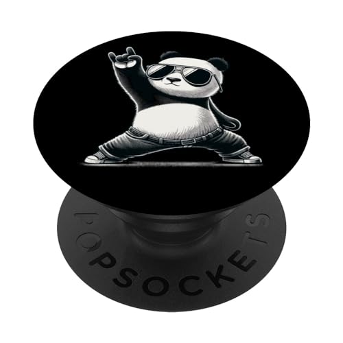 Retro Panda Rock Musik Geschenk Männer Kinder Frauen Lustiger Panda PopSockets Klebender PopGrip von Nerrrdy