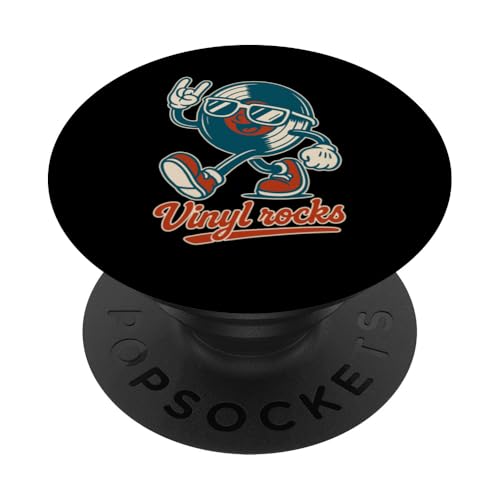 Retro Vinyl Rocks Herren Damen Kinder Lustiges Vinyl PopSockets Klebender PopGrip Retro Vinyl Rocks Herren Damen Kinder Lustiges Vinyl PopSockets Klebender PopGrip von Nerrrdy