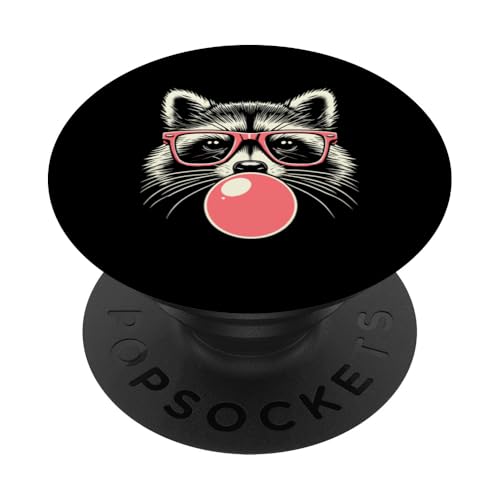 Waschbär in rosa Brille Bubble Männer Frauen Kinder Lustiger Waschbär PopSockets Klebender PopGrip von Nerrrdy