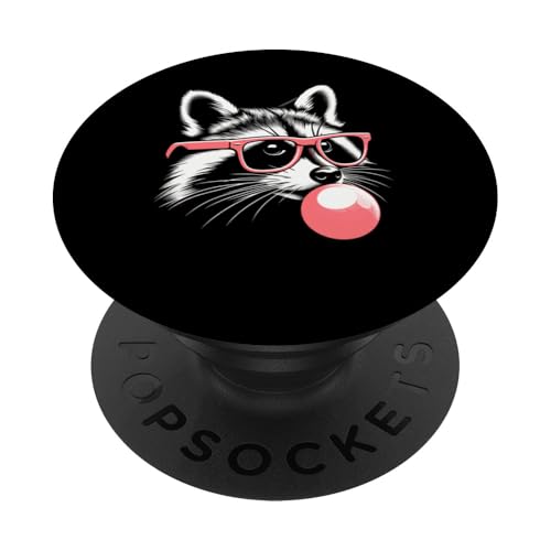 Waschbär in rosa Brille Bubble Männer Frauen Kinder Lustiger Waschbär PopSockets Klebender PopGrip von Nerrrdy