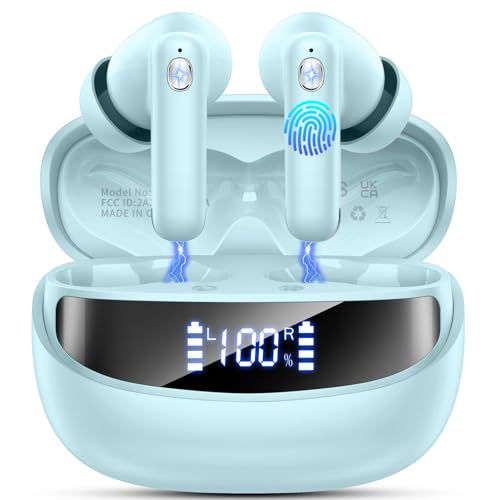 Bluetooth Kopfhörer, Kopfhörer Kabellos Bluetooth 5.4 HiFi Stereo, In Ear Kopfhörer mit ENC Noise Cancelling Mic, IP7 Wasserdicht Kabellose Kopfhörer 50 Std Spielzeit, Ohrhörer mit LED-Anzeige von Nerunsa