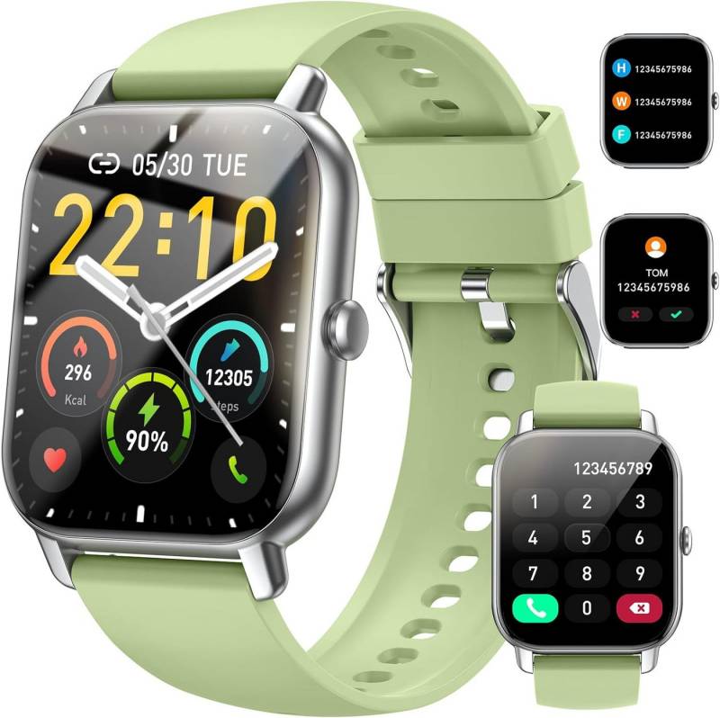 Nerunsa Damen's und Herren's IP68 Wasserdicht Fitness-Tracker Smartwatch (1,85 Zoll, Android/iOS), mit Herzfrequenzmonitor Schlafmonitor Schrittzähler, Sport modus von Nerunsa