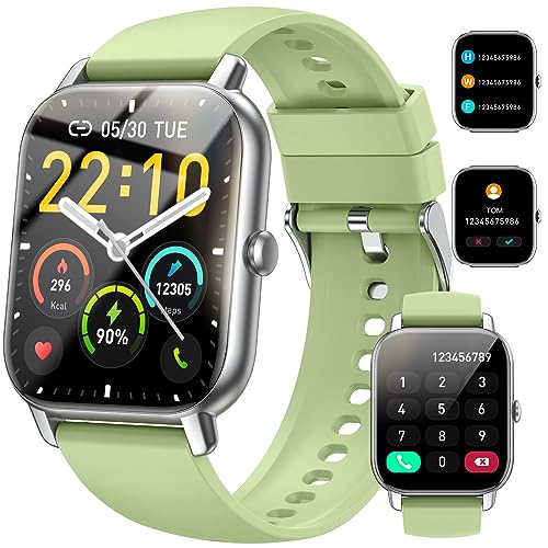 Nerunsa Smartwatch für Damen Herren, 1,85 Zoll Touchscreen Smart Watch mit Anrufe, IP68 Wasserdicht Fitnessuhr mit Herzfrequenzmonitor Schlafmonitor Schrittzähler, Sportuhr für iOS Android, Grün von Nerunsa