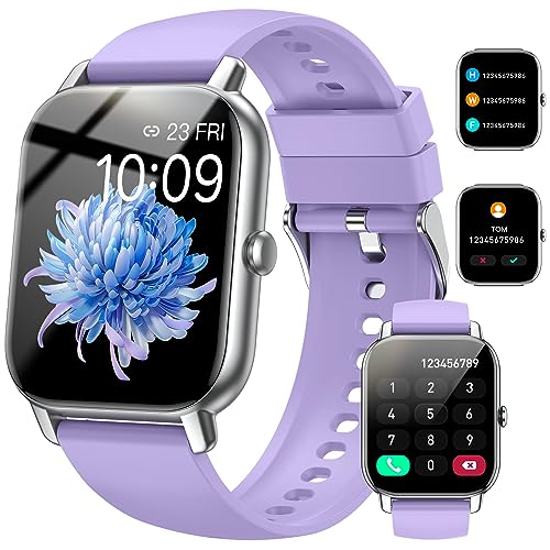Nerunsa Smartwatch für Damen Herren, 1,85 Zoll Touchscreen Smart Watch mit Anrufe, IP68 Wasserdicht Fitnessuhr mit Herzfrequenzmonitor Schlafmonitor Schrittzähler, Sportuhr für iOS Android, Lilac von Nerunsa