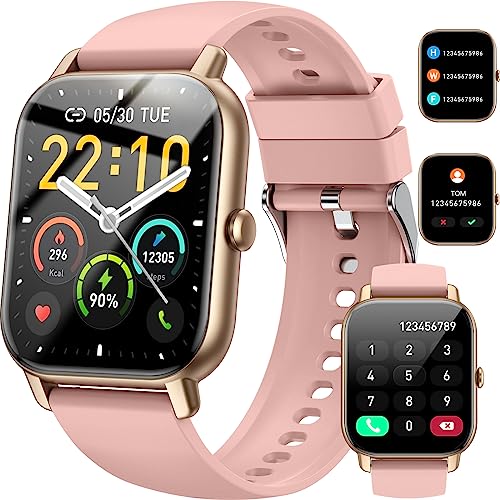 Smartwatch für Damen Herren, 1,85 Zoll Touchscreen mit Bluetooth Anrufe, IP68 Wasserdicht Fitnessuhr mit Herzfrequenzmonitor Schlafmonitor Schrittzähler, Sportuhr für iOS Android, Roségold von Nerunsa