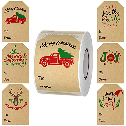 300-Weihnachtsaufkleber Selbstklebende Weihnachten Aufkleber Etiketten, dekorative Weihnachtsetiketten für Feiertagspakete Aufkleber in 6-Entwürfen-Kraftpapier-Weihnachts-Aufkleber (75 * 50 mm) von Nestcode