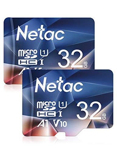 Netac 2er-Pack 32G Speicherkarte，Micro SD Karte(A1, U1, C10, V10, FHD, 600X), TF Memory Card UHS-I bis zu 90/10 MB/s(R/W) für Kameras, Dashcam, Switch und Smartphones von Netac