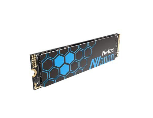 Netac NV3000 1TB Internes Solid State Laufwerk M.2 SSD 1TB Intern - NVMe SSD - PCIE 3.0 M.2 2280 3300 MB/S für PC und Laptop, 3D Nand Schwarz - NV3000 Effiziente Wärmeableitung von Netac